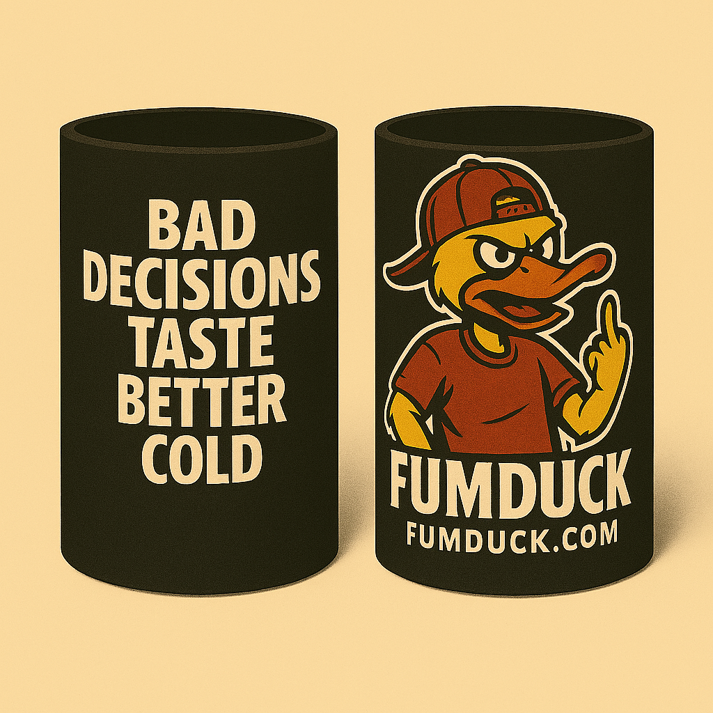 Fumduck Bad Decisions Taste Better Cold stubby holder